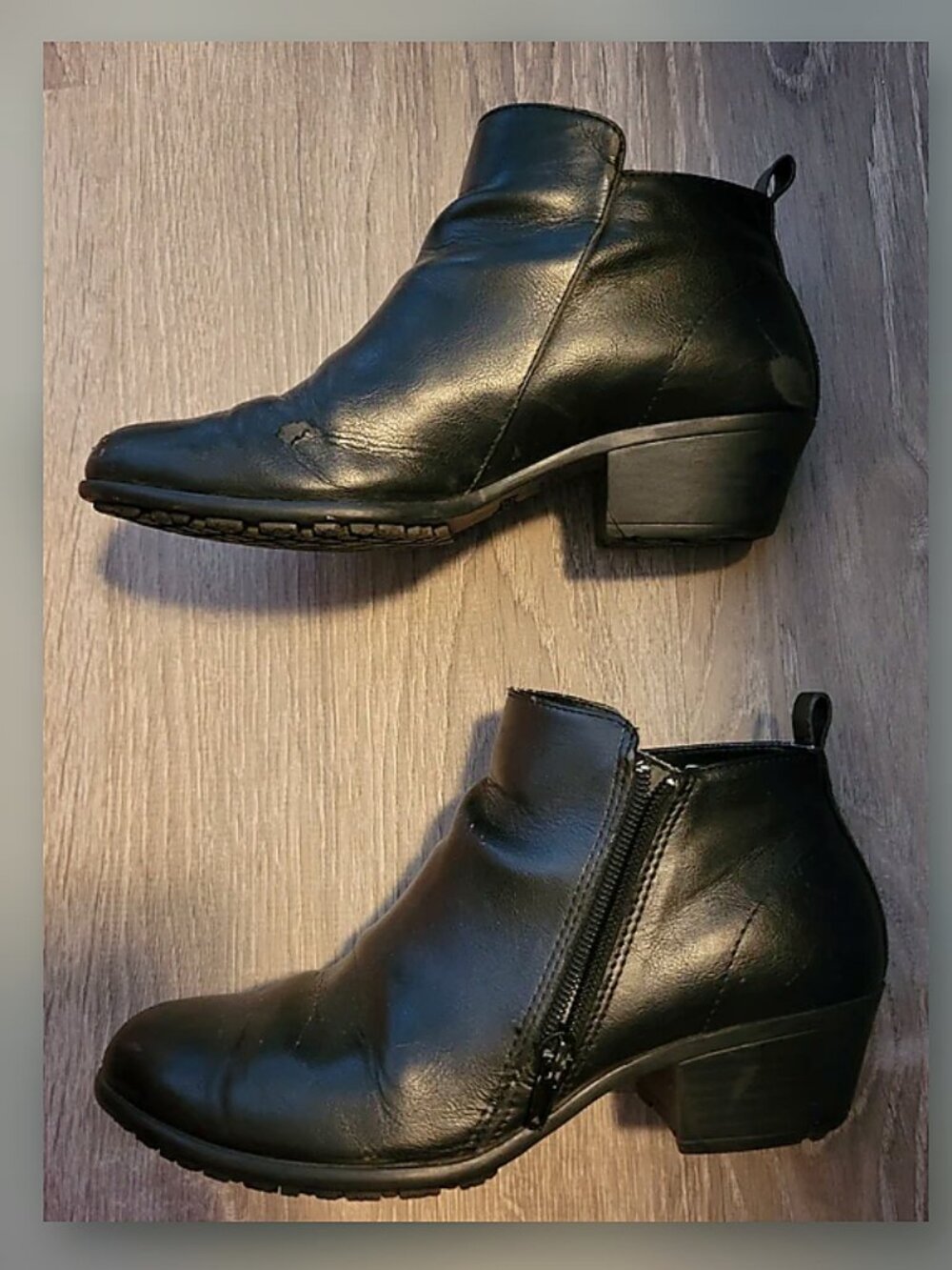 Women's black leather ankle boots